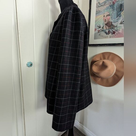 Pendleton Virgin Wool Black Grid Blazer 16 Countryside Clown Ranch Rebel Punk - Picture 5 of 9